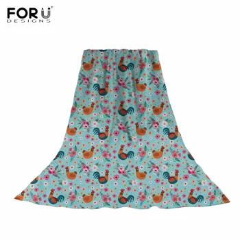 

FORUDESIGNS Puzzle Adorable Chicken Family Printed Women Silk Long Scarf Fashion Female Sun Protection Wraps Summer Beach Towels