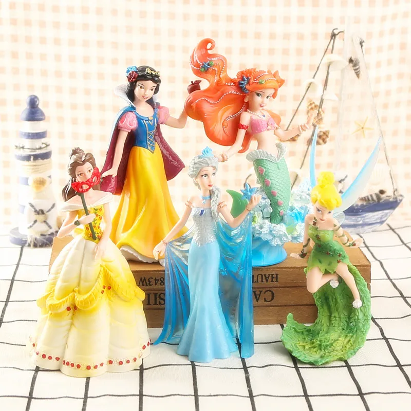Disney Toys 10-12cm Princesses Frozen Elsa Figure Snow White Ariel Bella Tinker Bell Mermaid Pvc Action Figure Model Doll Disney Toys 10-12cm Princesses Frozen Elsa Figure Snow White Ariel Bella Tinker Bell Mermaid Pvc Action Figure Model Doll