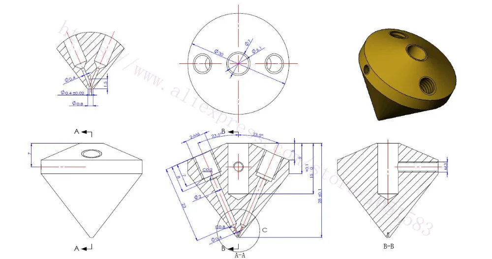 Хорошее driiling Латунь 2 в 1 из hotend насадка multi Цвет сопла 2 Цвет S сопла 0.4 мм для 1.75 мм V6 радиатора 3D-принтеры