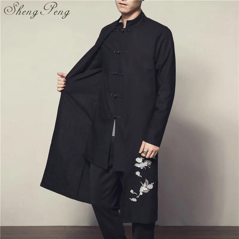 

Chinese traditional men clothing oriental costumes traditional chinese clothing for men male clothes long mens coat CC133