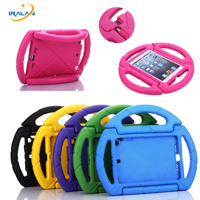 

2017 New 3D Cartoon Wheel Kids Handle Cover for Apple iPad 2 3 4 EVA Soft Shockproof Stand Holder Case for iPad 234+stylus+film