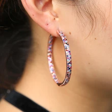 50 мм круглые Круглые разноцветные кубические циркония европейские женские классические ювелирные изделия высшего качества новейший дизайн женские ювелирные серьги