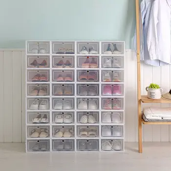 

3PC Adeeing Shoe Organizer Clear Plastic Drawer Shoe Storage Box Rectangle PP Thickened Drawer Organizer Shoes Boxes Shoes