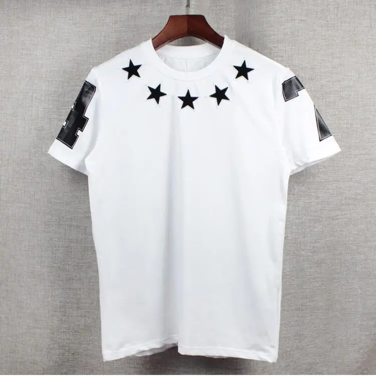 

High New Novelty 19ss Men High 4 7 flocking stars T Shirts T-Shirt Hip Hop Skateboard Street Cotton T-Shirts Tee Top Top #33