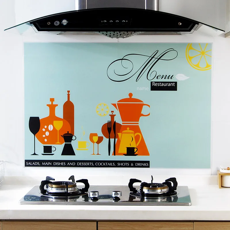 90*60cm Kitchen Oilproof Removable Wall Stickers Aluminum foil Art Decor Home Decal oil stickers wall stickers room decoration