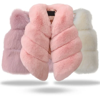 

NEW Baby Girl Winter Clothes Artificial Fur Vest Coats Warm Waistcoat Kids Sleeveless Jacket Princess Outerwear 2-10 years old