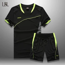 Мужской спортивный костюм летние мужские шорты комплект новая спортивная футболка с коротким рукавом+ шорты повседневная верхняя одежда мужские спортивные костюмы