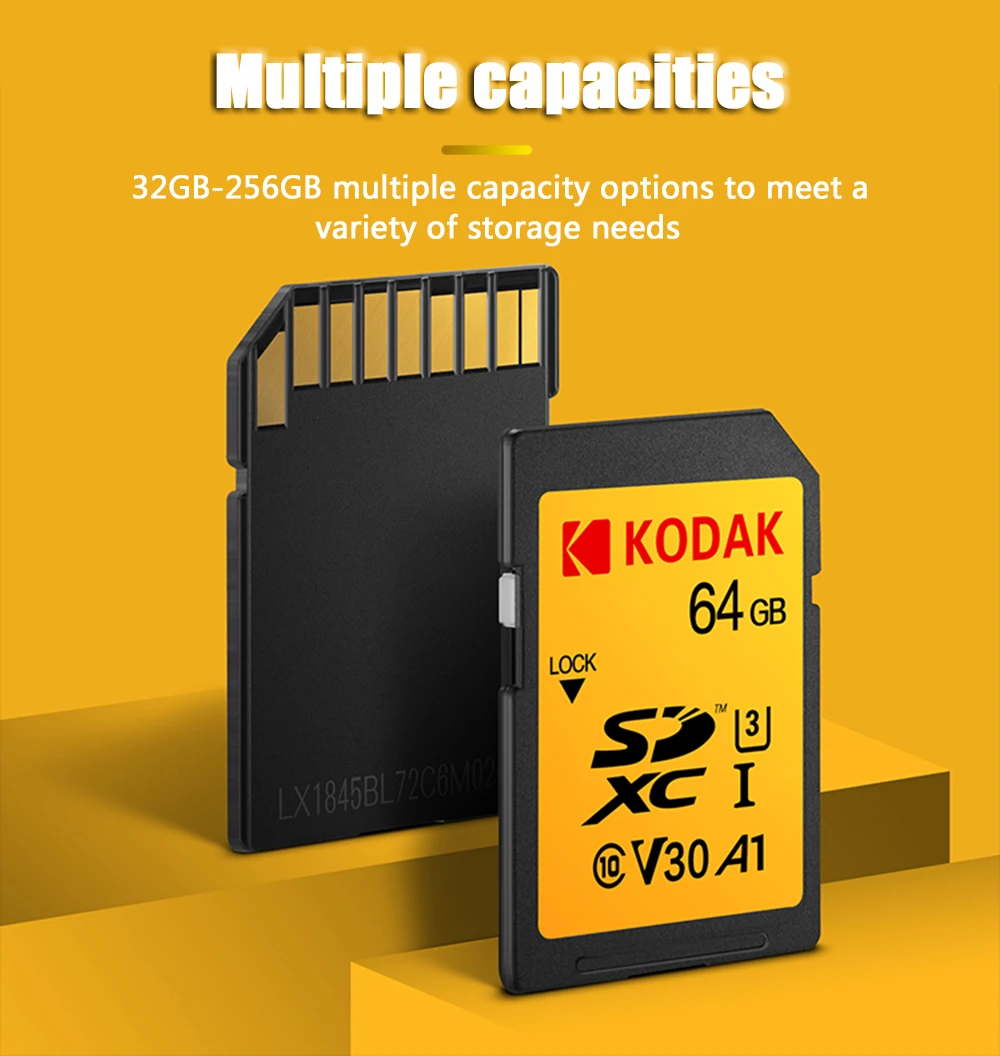 Kodak карты памяти 16 Гб 32 GB SDHC карты SD 64 GB 128 GB 256 GB SDXC C10 U3 V30 UHS-I картао де карты памяти карты для Камера