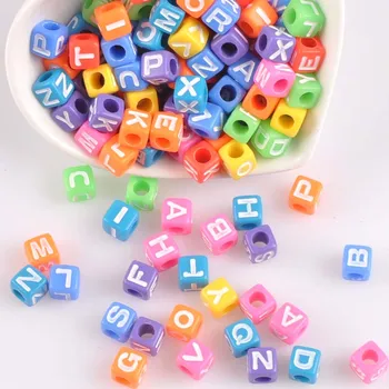

7mm 200PCs mixed color Acrylic Alphabet/Letter square Beads Pony Beads For Jewelry Making YKL0597