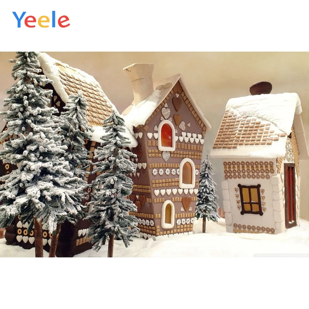 

Yeele Merry Christmas Small House Party Snow Pine Tree Photographic Backgrounds Baby Photography Backdrops For the Photo Studio