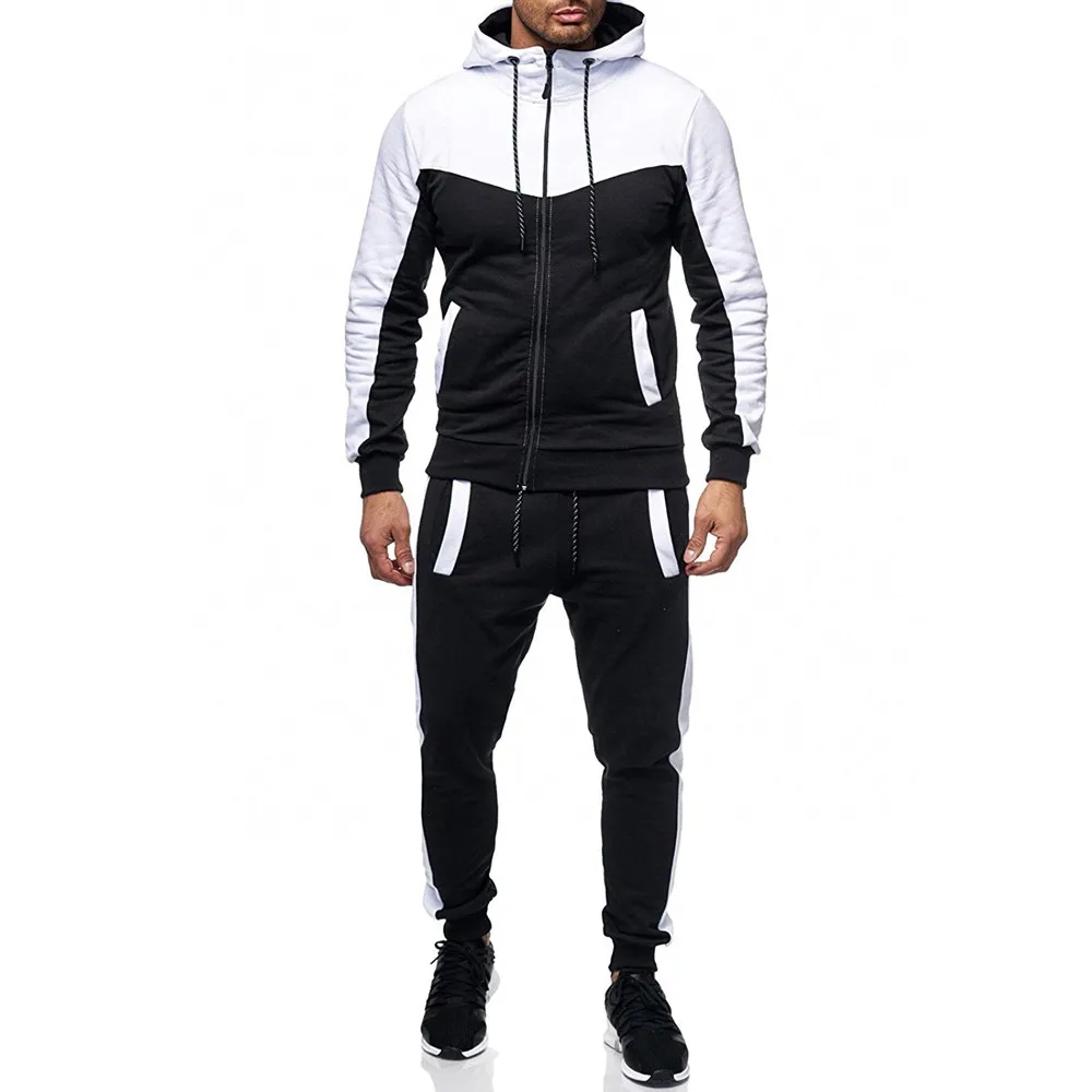 Sweatshirt Mens Autumn Winter Casual Packwork Sweatshirt Top Pants Sets ...