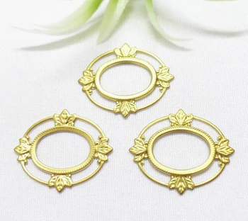 

100pcs/lot 30mm brass flower filigree wrap OVAL findings