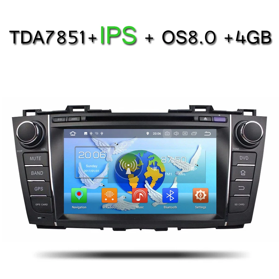 TDA7851 2DIN Android 9,0 Восьмиядерный 4 Гб ОЗУ для Mazda 5 Premacy 2009-2012 автомобильный dvd-плеер gps ГЛОНАСС карта RDS радио wifi Bluetooth