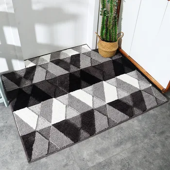 

Kitchen Mat Black and White Plaid Anti-slip Modern Area Rugs Living Room Balcony Bathroom Carpet Doormat Bath Mat in The Hallway