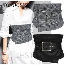 2018 New Arrival Luxury Plaid Women Wide Belt Fabric Wide belt girdle belt skinny belt for women kemer cinto feminino TOYOOSKY 2018 New Arrival Luxury Plaid Women Wide Belt Fabric Wide belt girdle belt skinny belt for women kemer cinto feminino TOYOOSKY