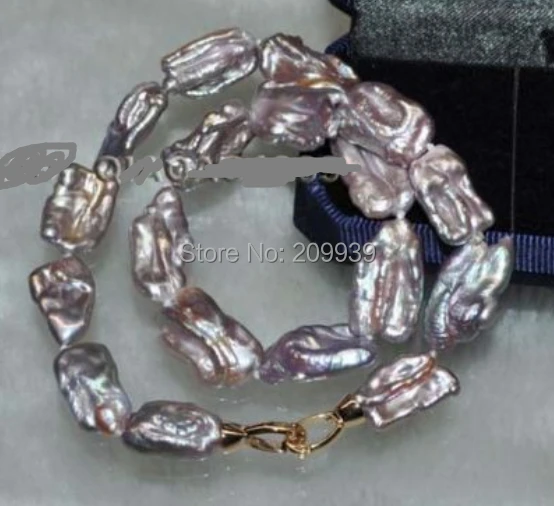 

huij 002661 17" 12-16mm Rare Rainbow Purple freshwater pearl Necklace