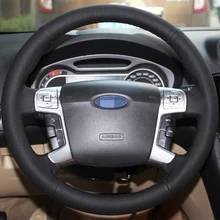 Negro de Cuero Artificial Cubierta Del Volante Del Coche para Ford Mondeo Mk4 2007-2012