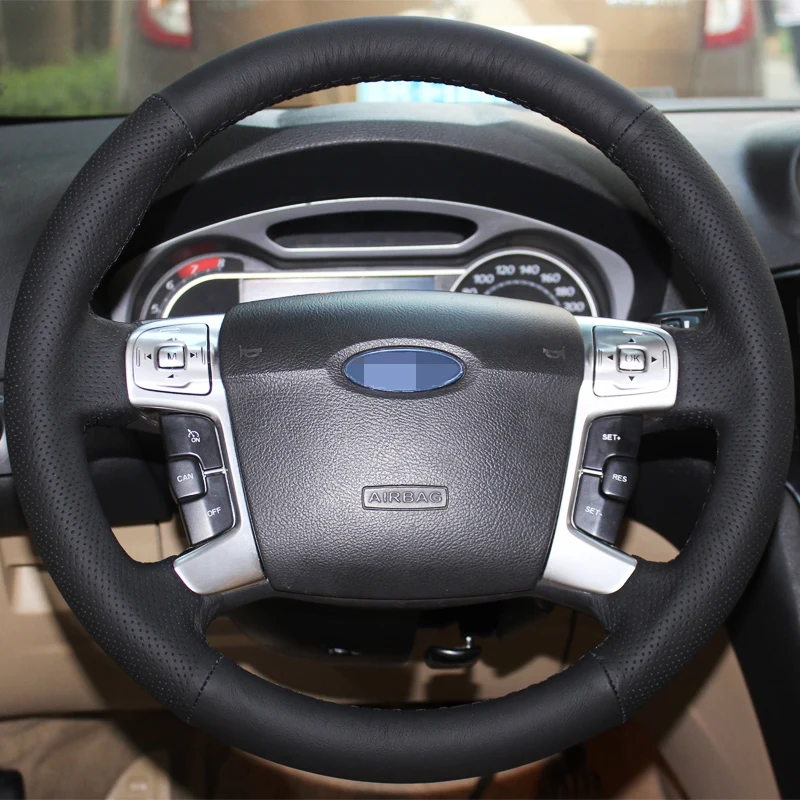 Искусственная кожа черного цвета для Ford Mondeo 2007 2012 Mk4|car steering wheel cover|steering coverwheel cover |