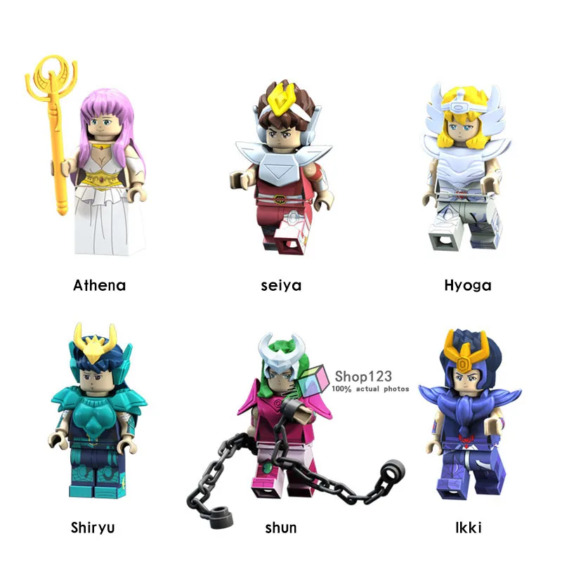 

Singel Sale Saint Seiya Athena Cartoon Figures Kido Ikki Hyoga Shun Building Blocks Bricks Educational Toys for Children PG8128
