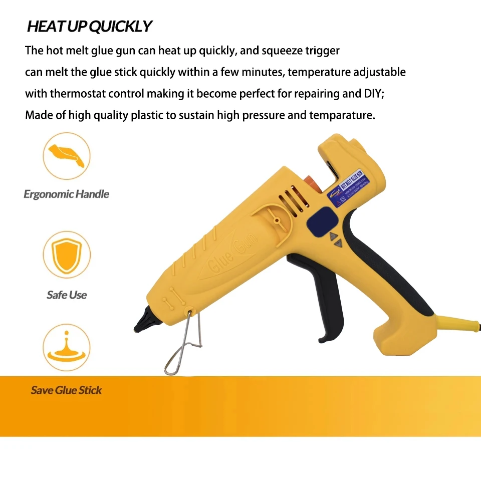 EU/US Plug 300W 400W 500W High Power Hot Melt Glue Gun Craft Repair Tools Heat Glue Gun with 11mm Glue Sticks Industrial rod