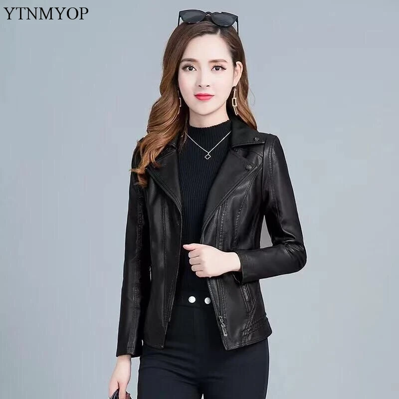 Billige YTNMYOP 2019 Frauen Leder Jacken Plus Größen 5XL Armee Grün Faux Leder Mantel Weibliche Leder Kleidung Casual Oberbekleidung