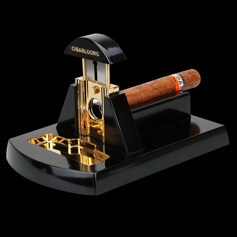 

Luxury Gadgets Black&Red Acrylic Electrophoresis Desk type Sharp Dual Blades Cigar Cutter Cigar scissors W/ Black Gift Case