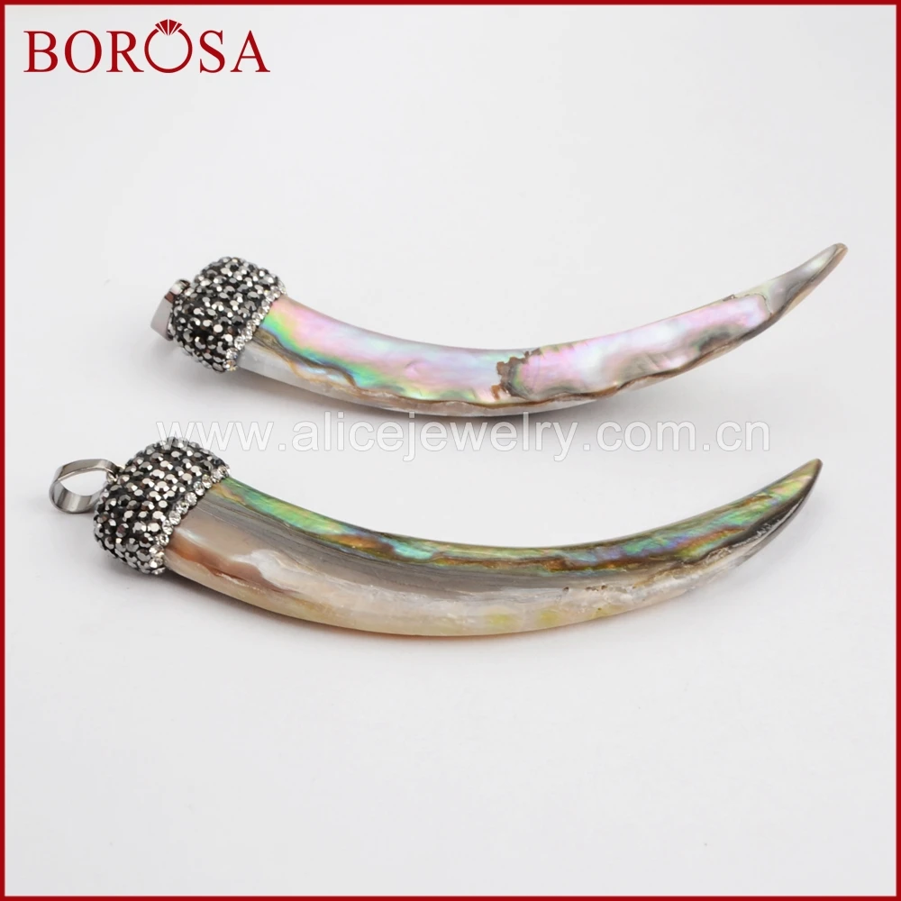 BOROSA длинный Рог натуральный Абалон в виде ракушки Шарм Друза подвеска