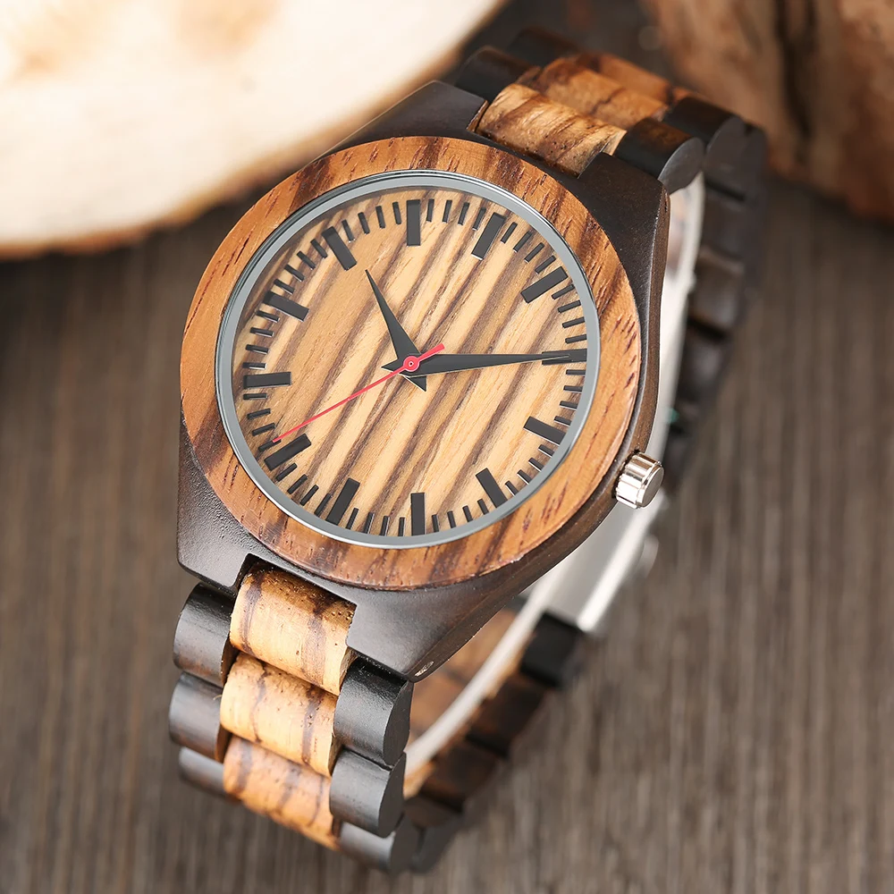 Casual Nature Wood Wrist Watches Men Women Quartz Bangle Simple Full