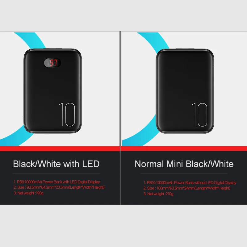 Мощность банка для xiaomi mi iPhone USAMS Мощность банк mi ni 10000 мАч светодио дный Дисплей Dual USB Мощность Bank внешняя Батарея Быстрая зарядка