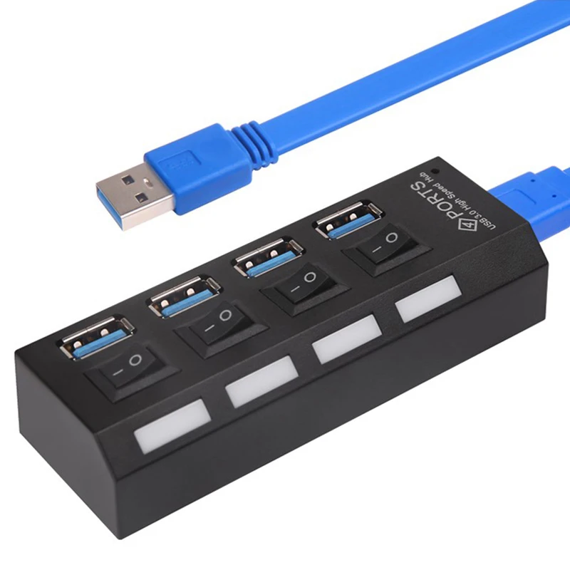 Usb-концентратор, 4 порта, 5 Гбит/с, несколько Usb 3,0 хаб с самостоятельным переключателем, 3,0 сплиттер с адаптером питания, 3,0 usb-концентратор для ПК, ноутбука