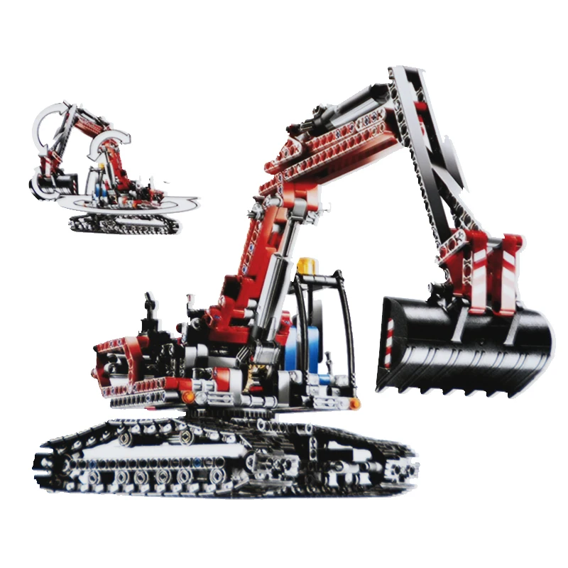 

Genuine Technic Series the Red Engineering Excavator Set Building Blocks Bricks Educational Toys for children Gift 8294