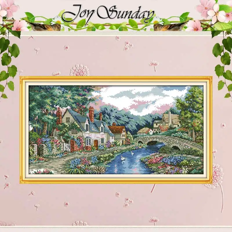 

The Peaceful Countryside Counted Cross Stitch scenery Cross Stitch 11CT 14CT Cross Stitch Kits Embroidery for Needlework Crafts