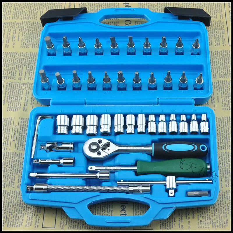 46PCS socket wrench cross word hexagon screwdriver ratchet wrench combination tool. 46PCS socket wrench cross word hexagon screwdriver ratchet wrench combination tool.
