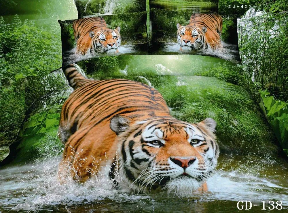 3D Tiger bedding sets super king size fitted sheets queen quilt duvet