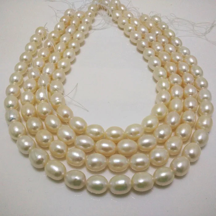 16 inches AA+ 10-11mm White Natural Cultured Freshwater Rice Pearl Loose Strand
