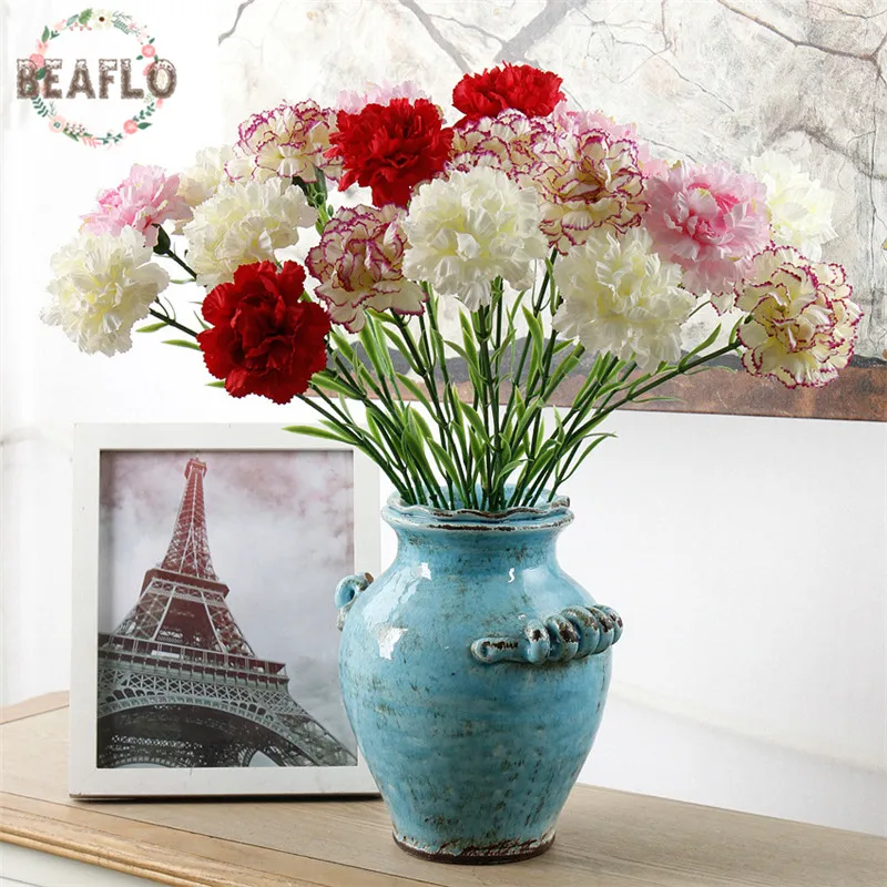 

1PC DIY Fresh Artificial Flower Carnation Silk Flower Fake plant for Mother's Day Home Party Decoration 7 Colors