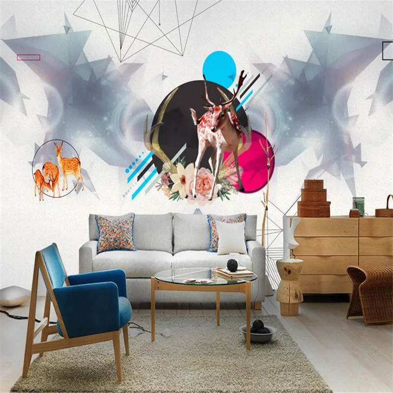 

custom 3d wallpaper modern minimalist living room bedroom background wall mural nordic individuality geometric elk wallpaper