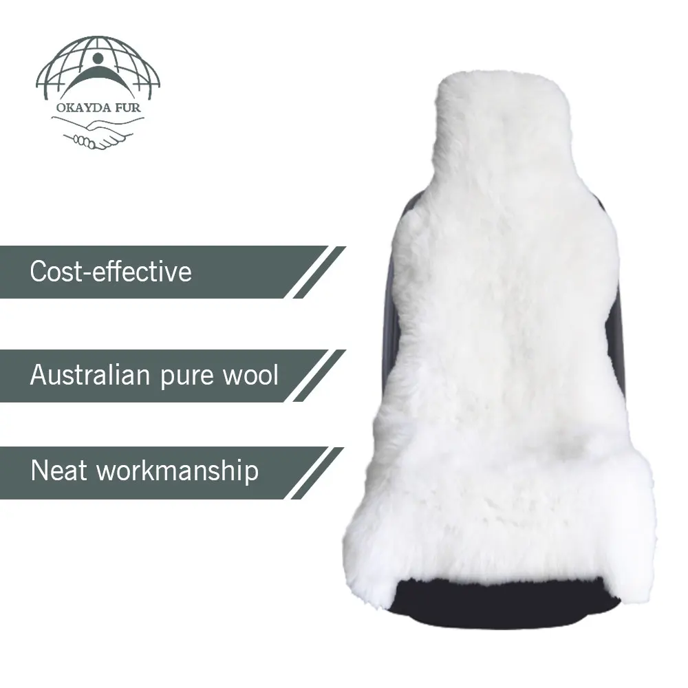 OKAYDA RU2 100% Natural fur Australian sheepskin car seat cover Long Hair universal cushion car seat protector  fur seat cover 