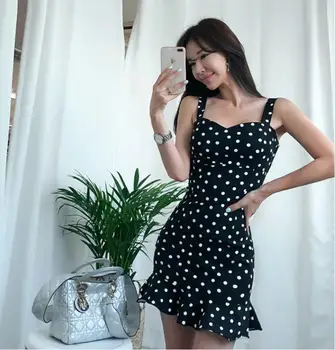 

Summer Dress Sexy V Collar Dot printing Fishtail dress Free Shipping
