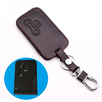 

2017 latest Car Key Cover Genuine Leather Protector Back Case for Renault 3 buttons remote control protection case cover shell