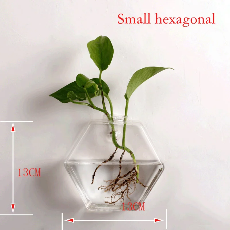 Eworld настенная стеклянная ваза для дома/офиса/свадебного декора продукция для питомцев - Цвет: Small hexagonal