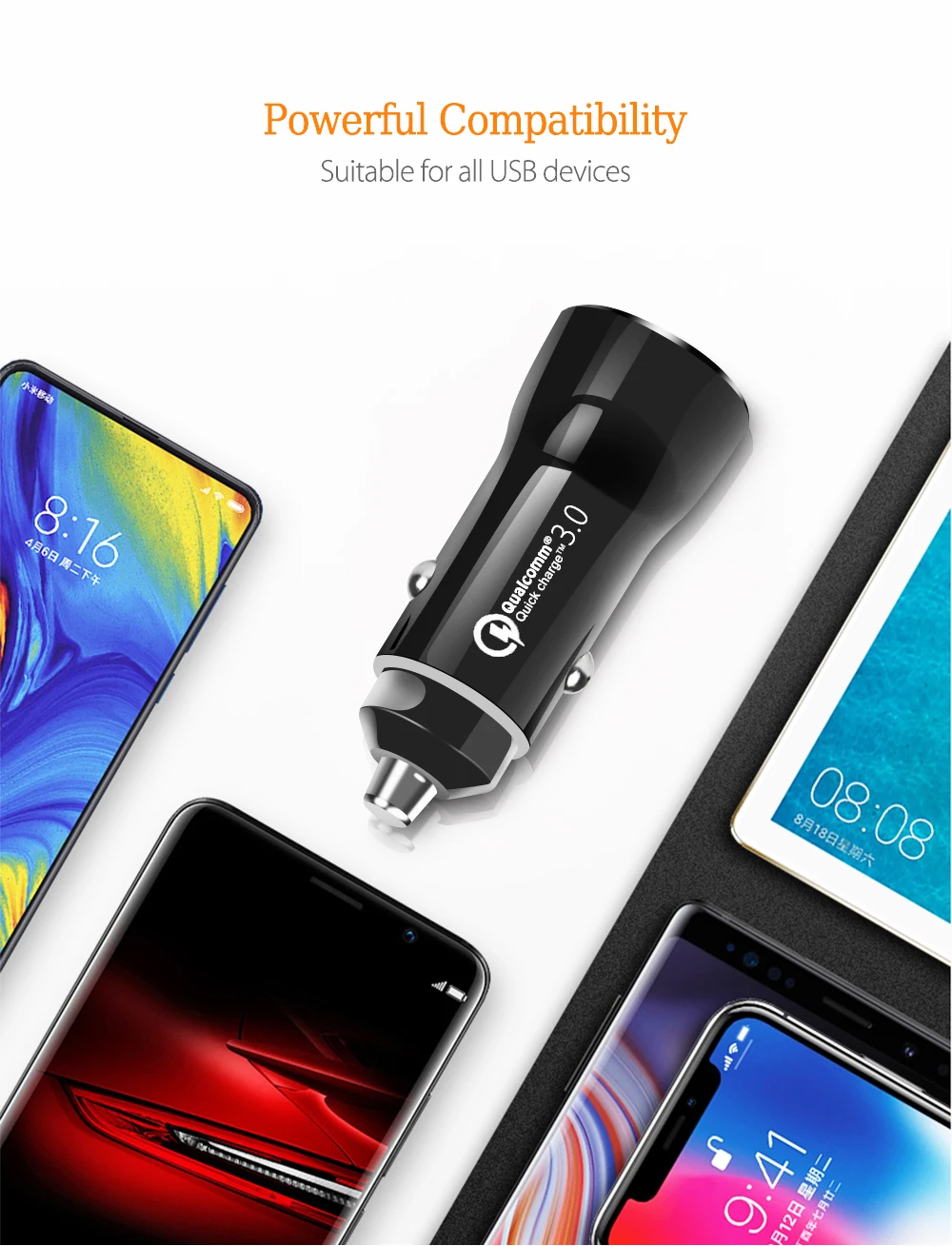 Raugee автомобильное зарядное устройство для iphone samsung Xiaomi быстрое зарядное устройство 30 Вт Быстрая зарядка 3,0 светодиодный индикатор двойной USB автомобильный адаптер зарядного устройства для телефона
