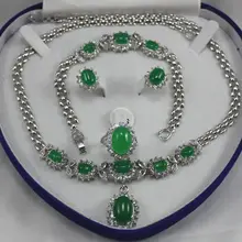 С зелёными камнями Серьга браслет ожерелье кольцо кварцевые тонкие свадебные широкие часы Крылья Женщины королева