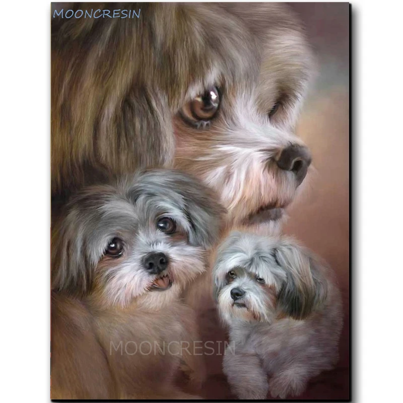 

MOONCRESIN Diamond Mosaic Three Cute Dogs Diamond Embroidery Needlework Diy Diamond Painting Cross Stitch Resin Decoration Gifts