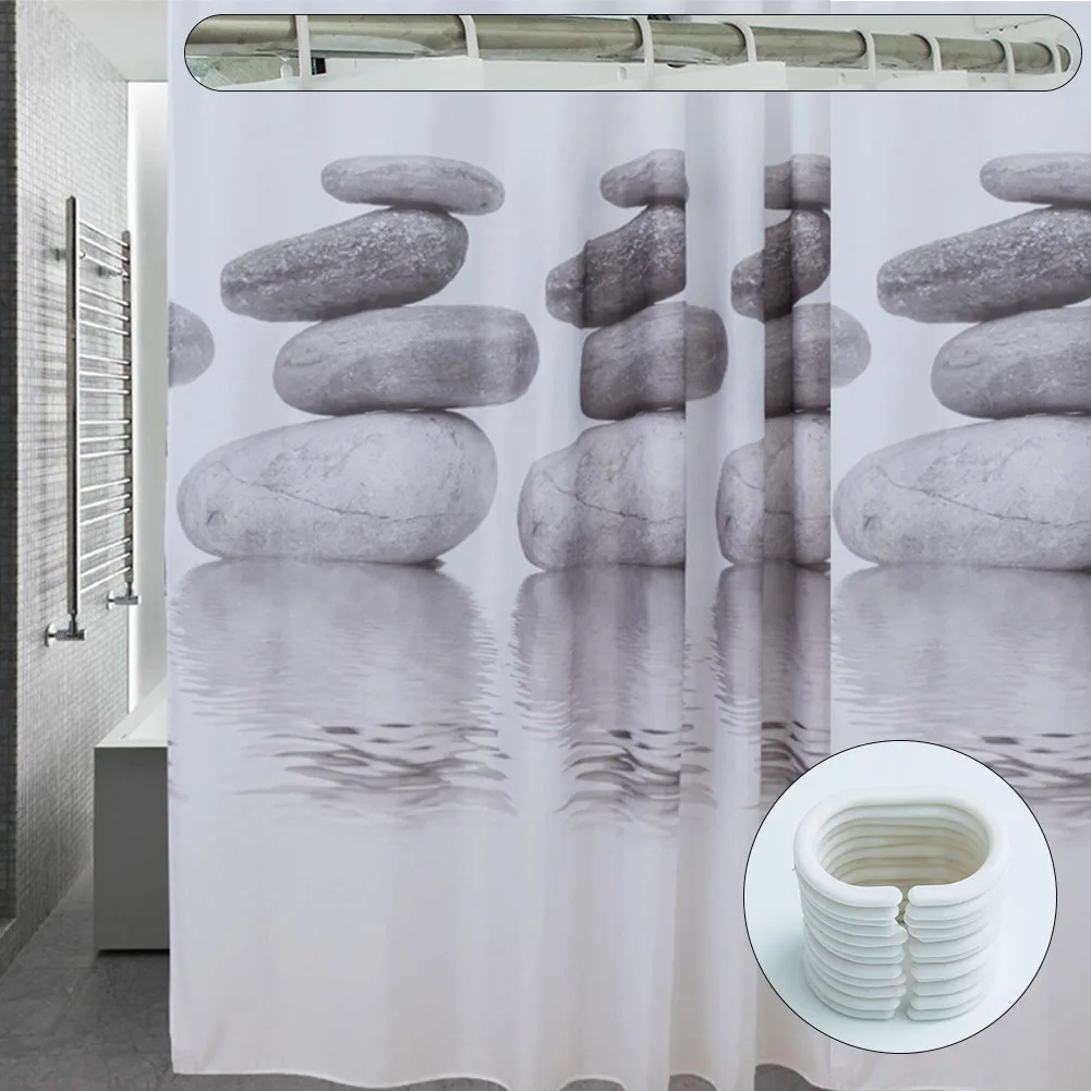 

Anti Bacterial Privacy Protection Decoration Mildew Resistant Hotel Home Polyester Fabric Shower Curtain Waterproof Washable