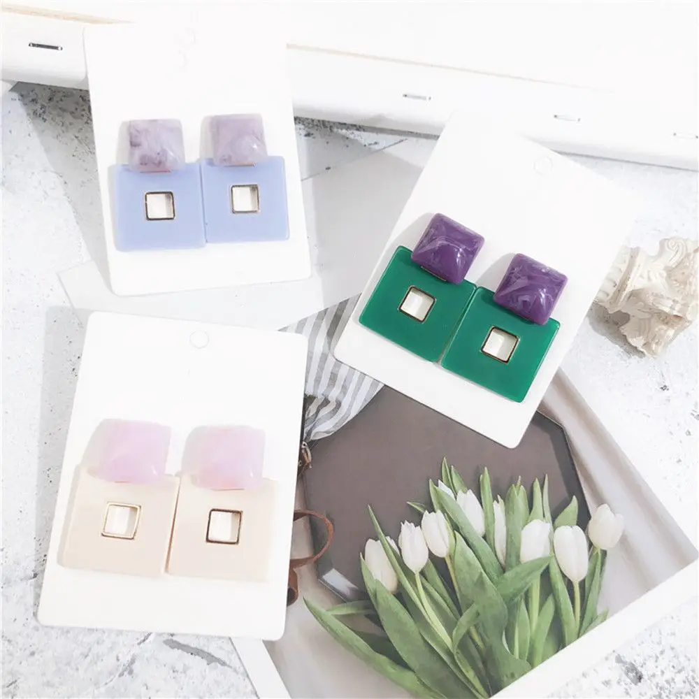 

Fashion New Design Square Resin Drop Earrings for Women Casual Statement Big Acrylic Dangle Earrings Trendy Party Jewelry Gift