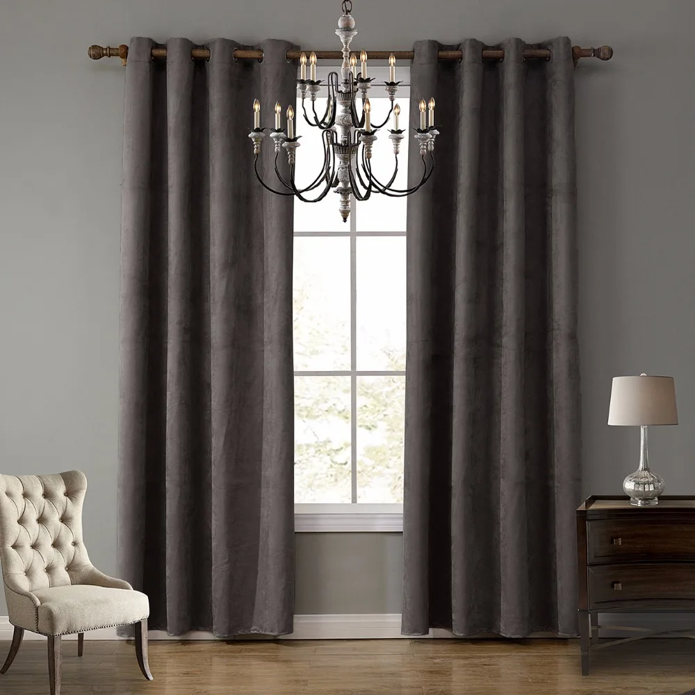 

Faux Suede Fabric Panel Curtains For Living Room Semi Blackout Curtain For Bedroom Drapes Punching Top Process