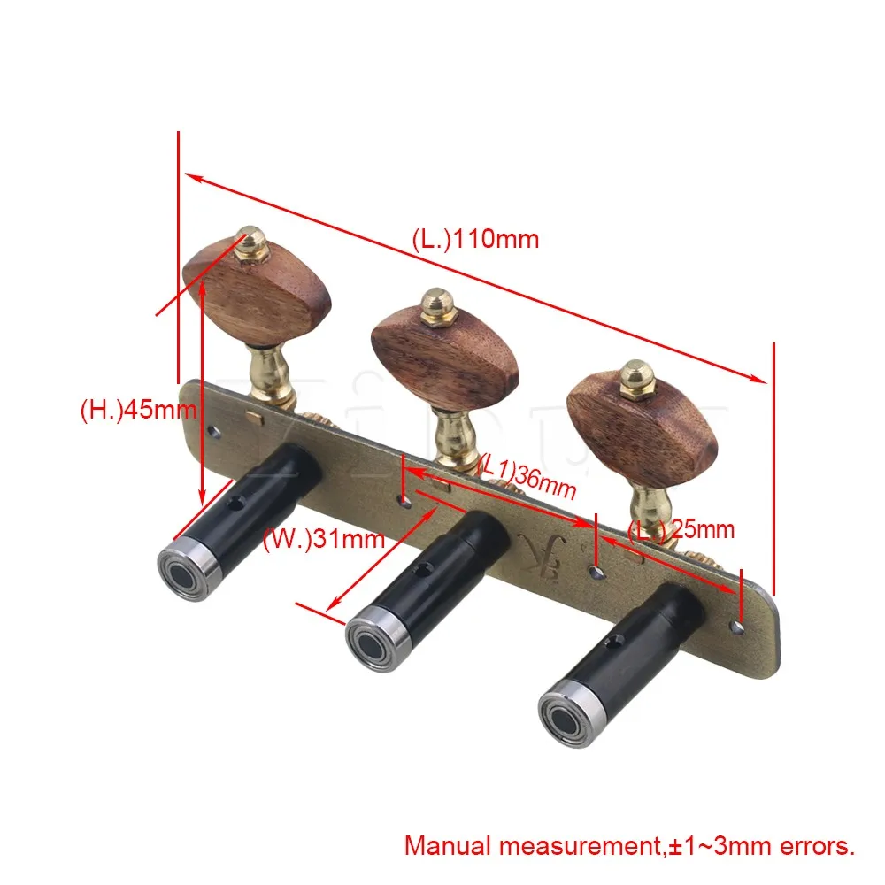 Yibuy 110x45x31 мм Бронзовый Цвет Алюминиевый сплав 3R3L тюнинговые ключи Классическая гитара машинные головки тюнеры упаковка из 2
