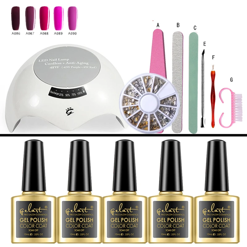 

Manicure Kits double light source, 48W, intelligent phototherapy & UV Gel Nail Polish 10ML Long Last Art Accessories Sanding Fil
