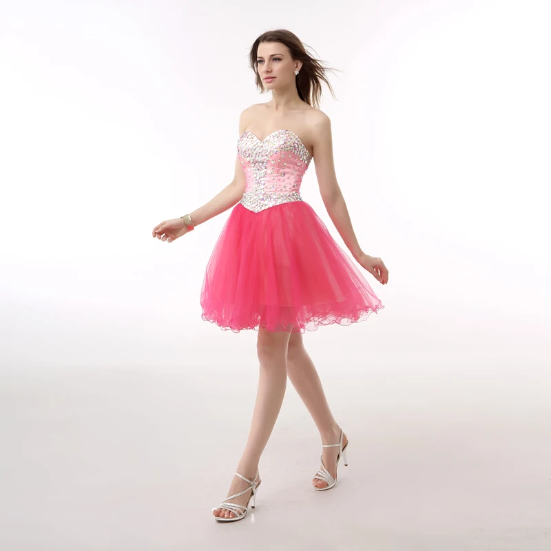 Elnorbridal Кристалл Бисер Коктейльные платья Vestidos De коктель Elegantes Милая Короткое платье партии выпускного бала